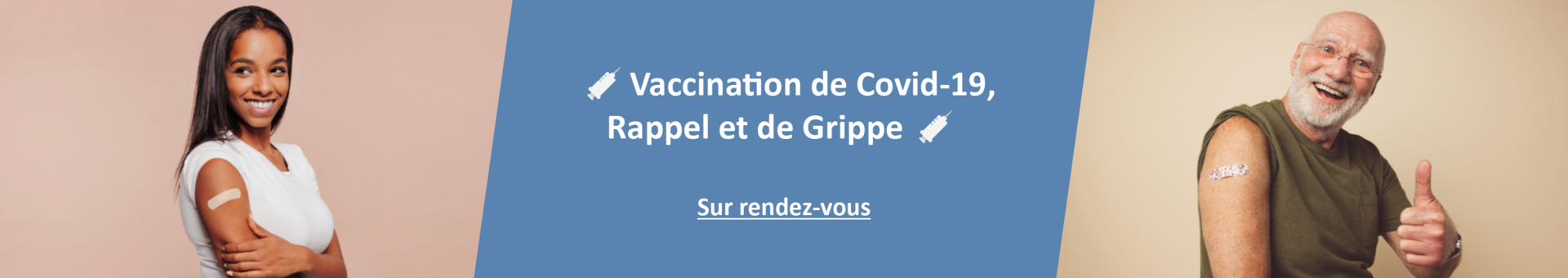 Deux personnes avec pansement après vaccination contre la covid-19